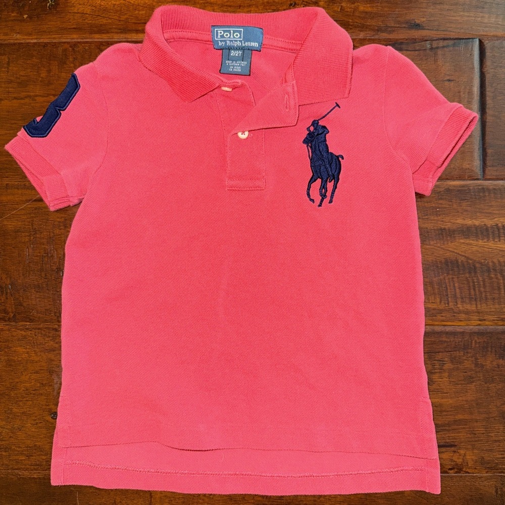 Polo Ralph Lauren Polo Toddler 2T Red Big Blue Pony Logo Rugby Short Sleeve
